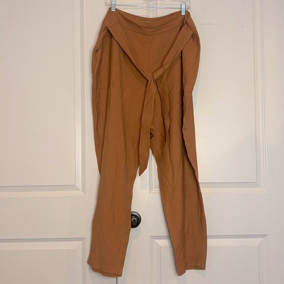 Leith Tie Waist Slim Leg Ankle Pants Rust Burnt Orange 2X - Picture 1 of 8